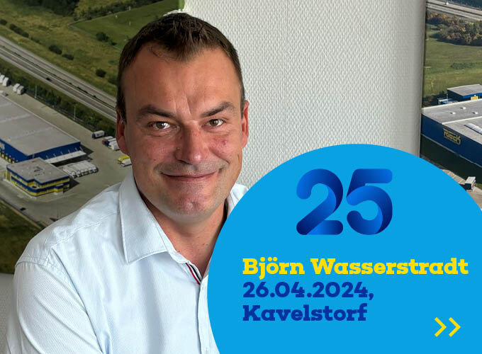 Ein Bild von Björn Wasserstradt, rechts unten steht eine 25, sein Jubiläumsdatum 26.4.24 und Kavelsdorf